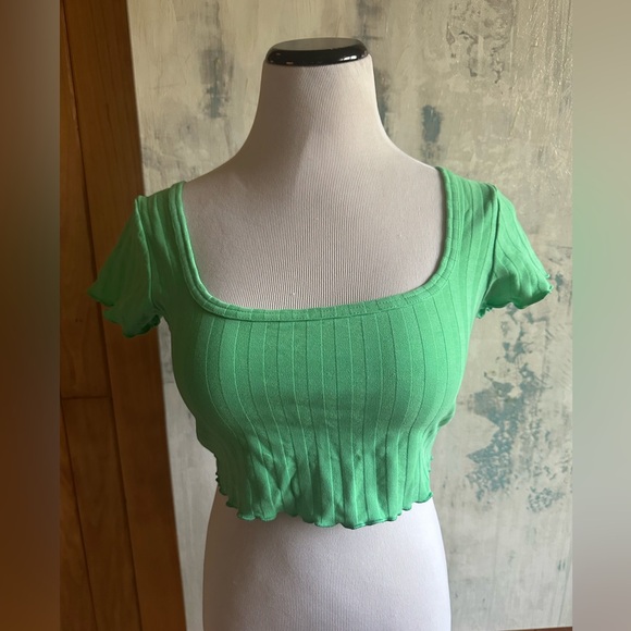 aerie OFF Line Green Ribbed Crop Top! Size Small. - Picture 1 of 11